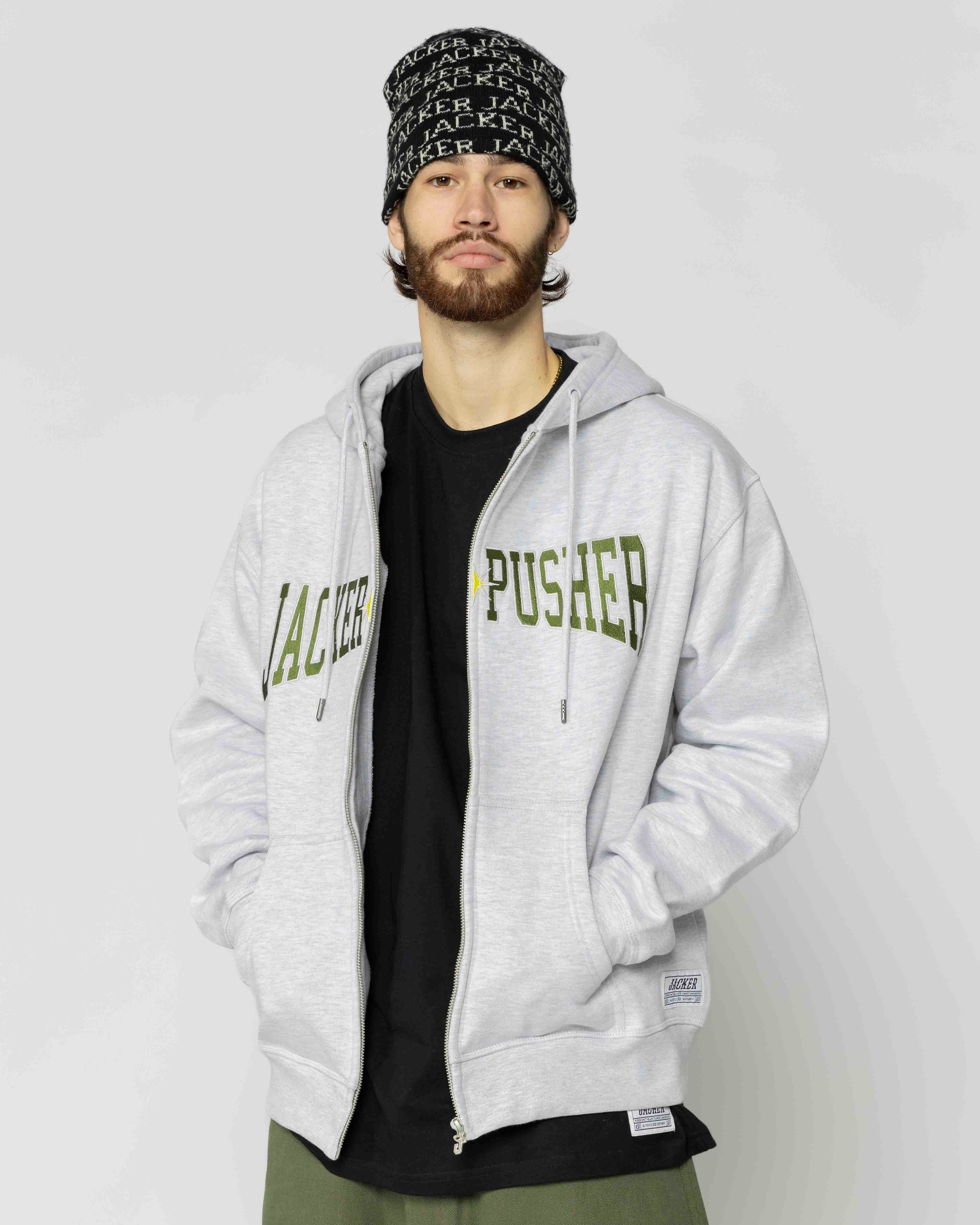 JACKER X PUSHER - HOODIE - HEATHER GREY