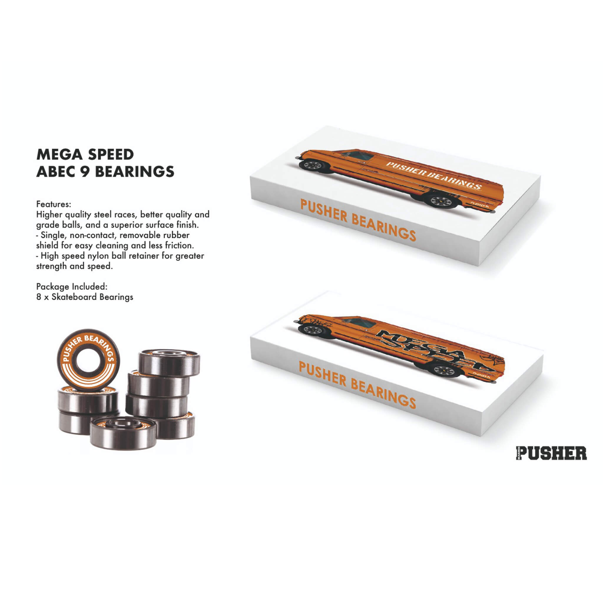 Pusher Mega Speed Abec 9 Bearings